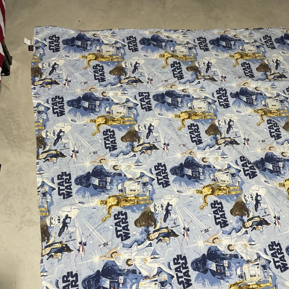 Y2K POTTERY BARN KIDS Star Wars Full Size New Hope Space Print Flat Sheet